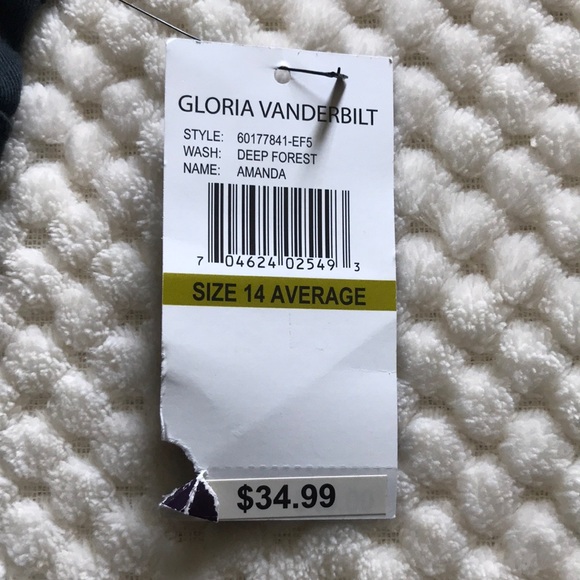 GLORIA VANDERBILT Amanda Size 14 average deep forest green jeans classic fit NEW - Picture 8 of 9